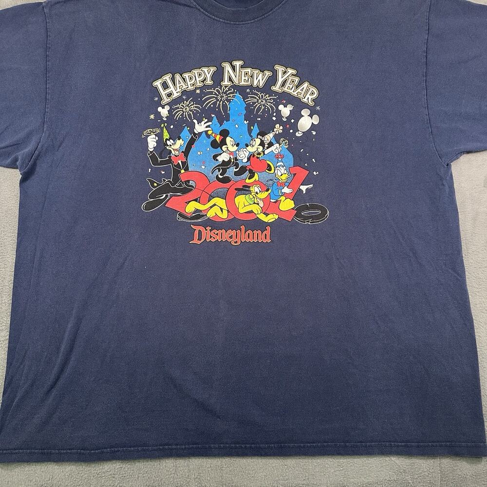 VTG Disneyland Mickey Minnie Mouse 2001 Happy New Year Disney T-shirt Size 2XL - Picture 2 of 11